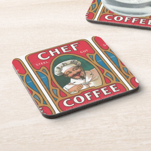 Chef koffie  art nouveau rood blauw groen bier onderzetter (Linkerzijde)