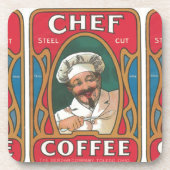 Chef koffie  art nouveau rood blauw groen bier onderzetter (Voorkant)