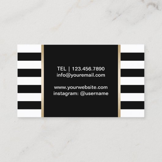 Chef-kok Bakkerij Catering Moderne zwart-wit strep Visitekaartje (Achterkant)