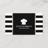 Chef-kok Bakkerij Catering Moderne zwart-wit strep Visitekaartje (Voorkant)