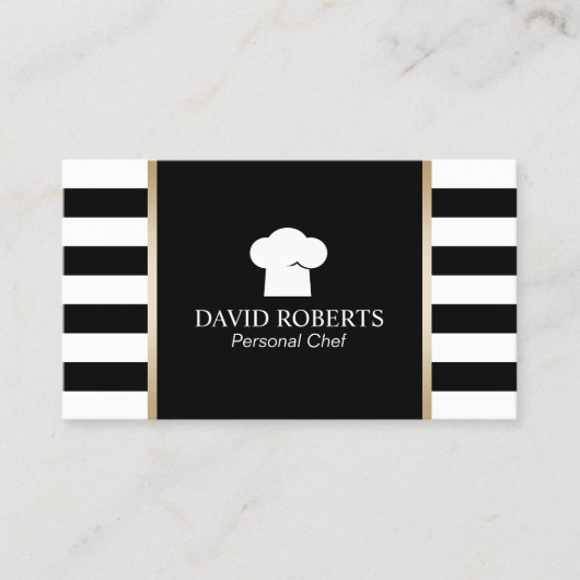 Chef-kok Bakkerij Catering Moderne zwart-wit strep Visitekaartje (Voorkant)