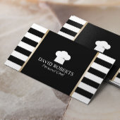 Chef-kok Bakkerij Catering Moderne zwart-wit strep Visitekaartje