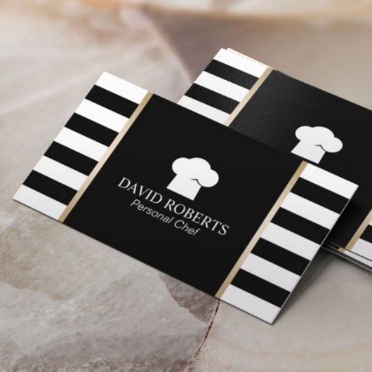 Chef-kok Bakkerij Catering Moderne zwart-wit strep Visitekaartje
