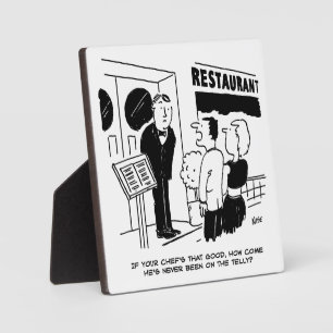 Chef-kok bij Restaurant Not Been op televisie Grap Fotoplaat