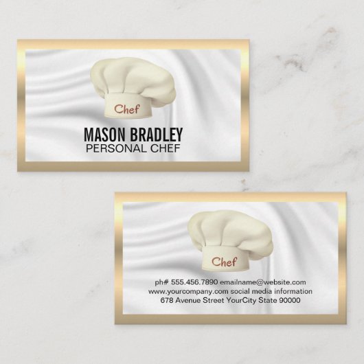 chef-kok | Culinair Pet Metallic Business Visitekaartje (Voorkant / Achterkant)