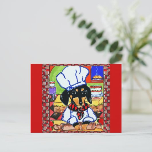 Chef-kok Doxie Briefkaart (Staand voorkant)