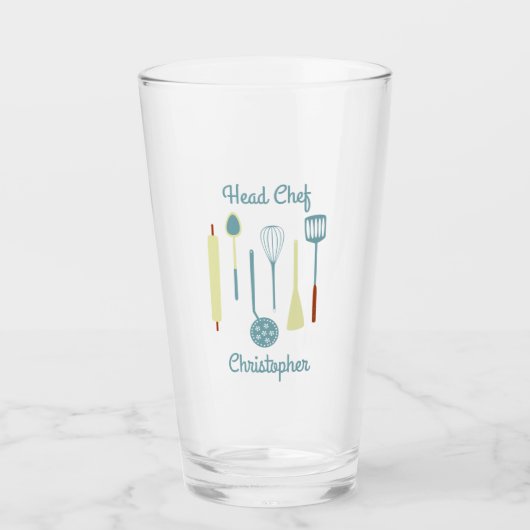 Chef-kok gepersonaliseerd bier glas (Voorkant)
