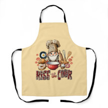 Chef-kok Gnome Leopard Print Kiss The Cook