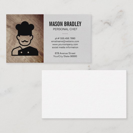 chef-kok | Houten achtergrond Visitekaartje (Voorkant / Achterkant)