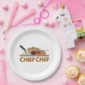Chef-kok Illustratief Ontwerp Kleur Papieren Bordje (Feest)