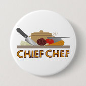 Chef-kok Illustratief Ontwerp Kleur Ronde Button 7,6 Cm (Voorkant)