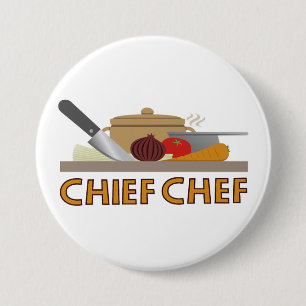 Chef-kok Illustratief Ontwerp Kleur Ronde Button 7,6 Cm