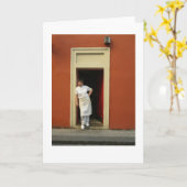 Chef-kok in deuropeningsPraag droge borstel voor Kaart (Gele Bloem)