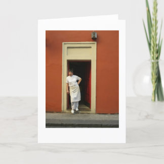 Chef-kok in deuropeningsPraag droge borstel voor Kaart