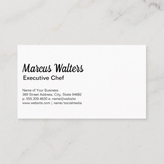 Chef-kok in kokende kleding Logo Visitekaartje (Achterkant)