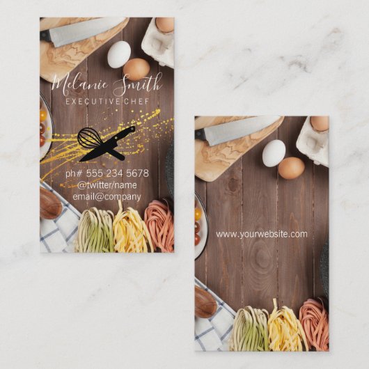 chef-kok | Keukentafel Pasta eieren Visitekaartje (Voorkant / Achterkant)
