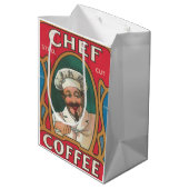 Chef-kok koffie art nouveau rood blauw wit  medium cadeauzakje (Achterkant Gekanteld)