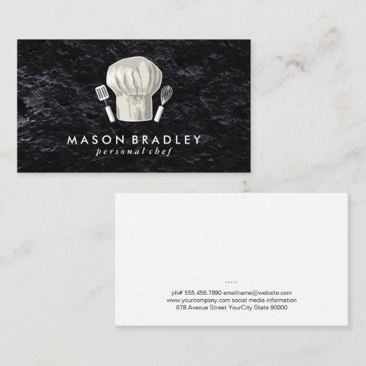 chef-kok | Lei Grijs | Chef Hat Visitekaartje (Voorkant / Achterkant)