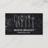 chef-kok | Lei Grijs | keukenwaren Visitekaartje (Voorkant)
