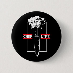 Chef Kok Leven Mes Restaurant Koken Eten Culinair Ronde Button 5,7 Cm