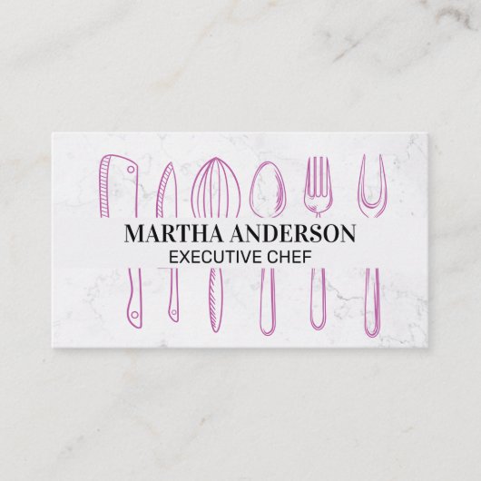 chef-kok | Marmer | Keukengerei Visitekaartje (Voorkant)