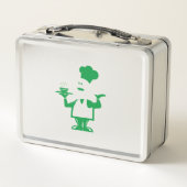 Chef-kok met een kom soep (Achterkant)