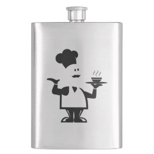 Chef-kok met een kom soep flacon