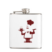 Chef-kok met een kom soep heupfles (Voorkant)