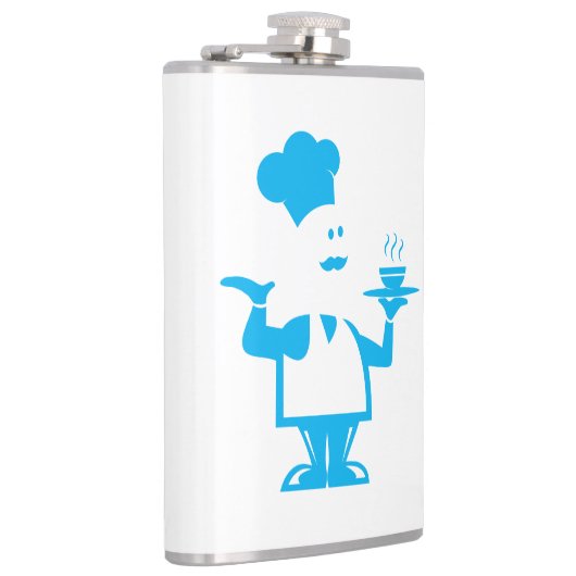 Chef-kok met een kom soep heupfles (Rechts)