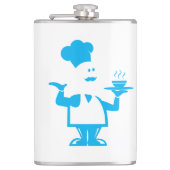 Chef-kok met een kom soep heupfles (Voorkant)