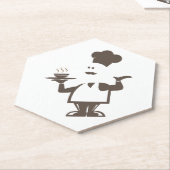 Chef-kok met een kom soep kartonnen onderzetters (Schuin)