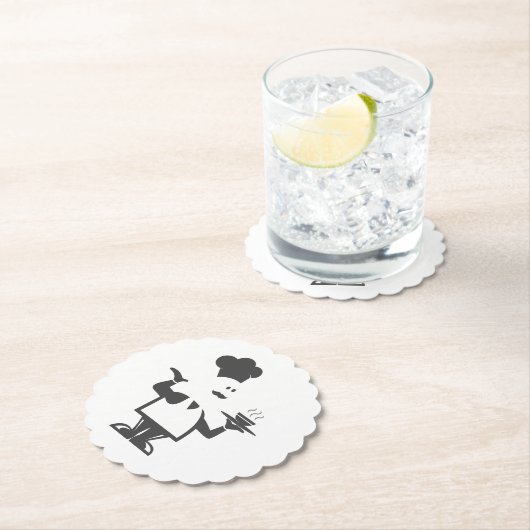 Chef-kok met een kom soep kartonnen onderzetters (Insitu)