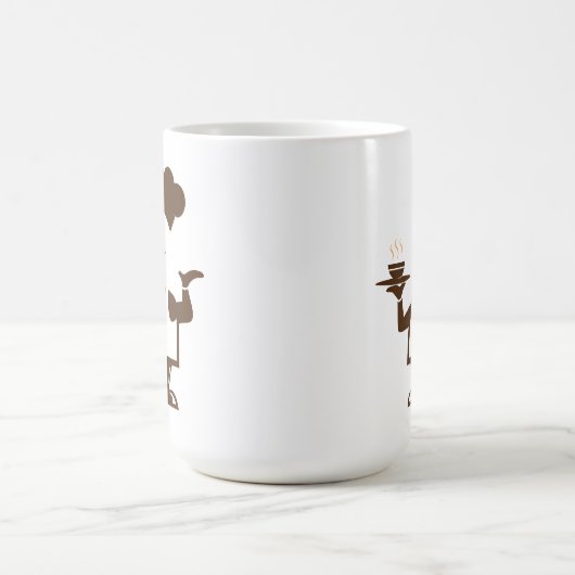 Chef-kok met een kom soep koffiemok (Center)