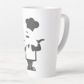 Chef-kok met een kom soep latte mok (Rechterhoek)