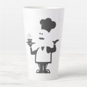 Chef-kok met een kom soep latte mok (Voorkant)