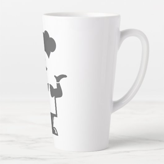 Chef-kok met een kom soep latte mok (Rechts)