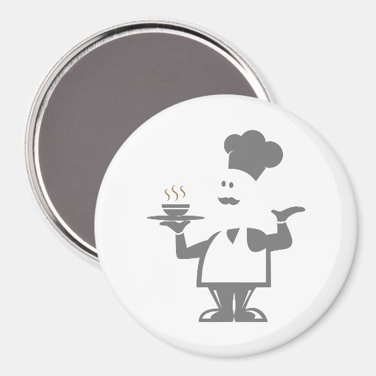 Chef-kok met een kom soep magneet (Voorkant / Achterkant)