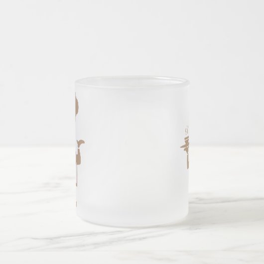 Chef-kok met een kom soep matglas koffiemok (Center)