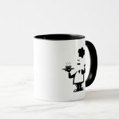 Chef-kok met een kom soep mok (Voorkant rechts)