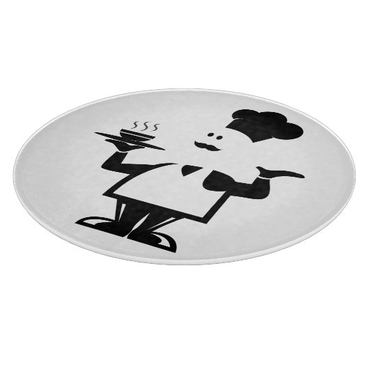 Chef-kok met een kom soep snijplank (Hoek)