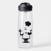 Chef-kok met een kom soep waterfles (Voorkant)