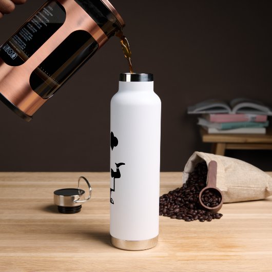 Chef-kok met een kom soep waterfles (Koffie)