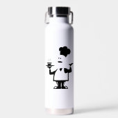 Chef-kok met een kom soep waterfles (Voorkant)