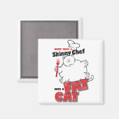 Chef-kok met Fat Cat - Magneet 2 (Voorkant / Achterkant)