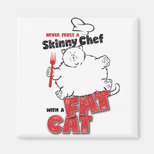 Chef-kok met Fat Cat - Magneet 2
