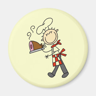 Chef-kok met gebakken ham magneet