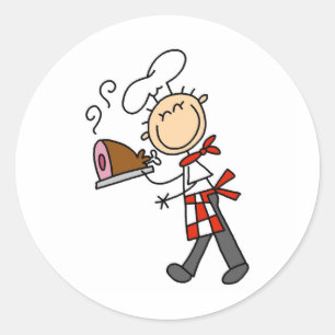 Chef-kok met gebakken Ham Stickers