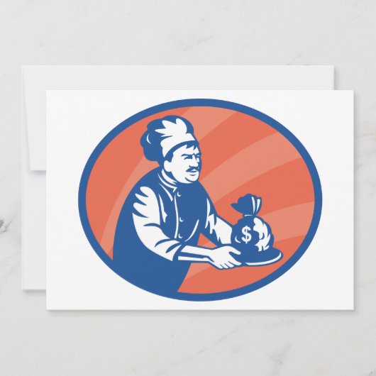 Chef-kok met geldzak Restaurant Finance Kaart (Voorkant)