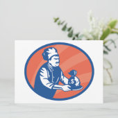 Chef-kok met geldzak Restaurant Finance Kaart (Staand voorkant)