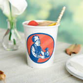 Chef-kok met geldzak Restaurant Finance Papieren Bekers